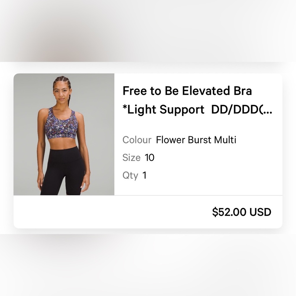 đ¸ Lululemon Free to Be Elevated Bra | Flower Burst Multi | Size 10 DD/DDD - Picture 3 of 3